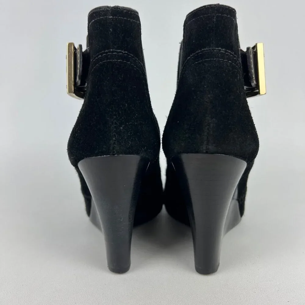 Tory Burch Womens Adrienne Black Suede Wedge Booties Chelsea Ankle Boot size 6.5